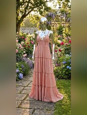 Striped Maxi Sundress in Terracotta Pink